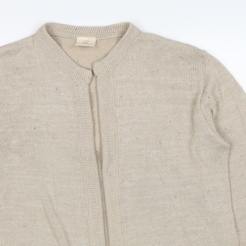 Compliments Womens Beige V-Neck Acrylic Cardigan Jumper Size 16