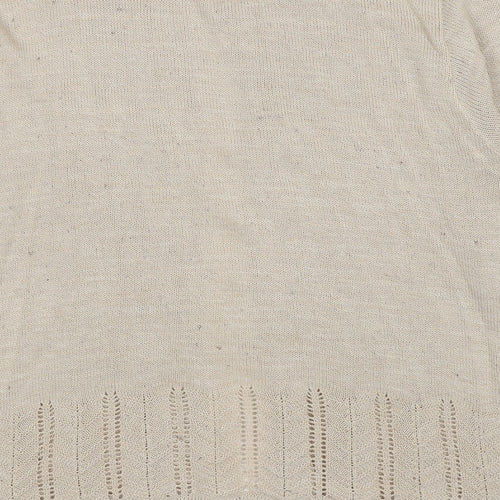 Compliments Womens Beige V-Neck Acrylic Cardigan Jumper Size 16