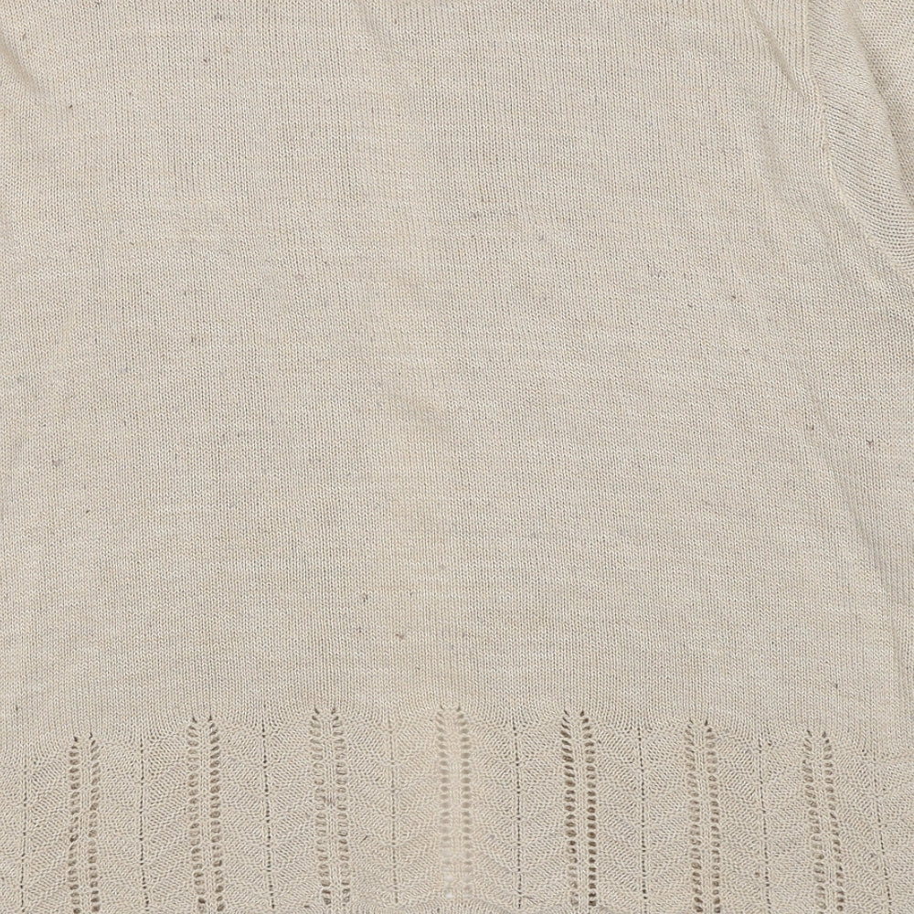 Compliments Womens Beige V-Neck Acrylic Cardigan Jumper Size 16