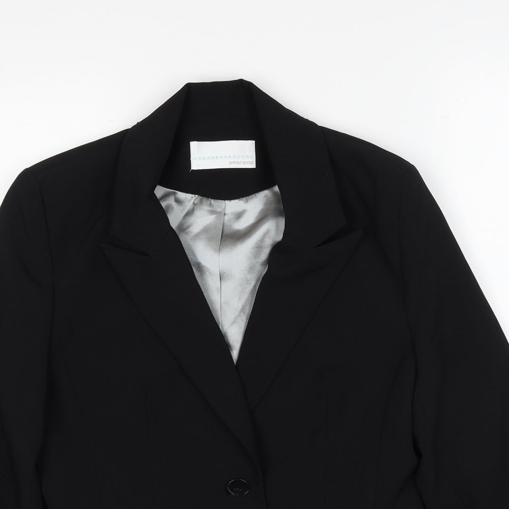AMARANTO Womens Black Polyester Jacket Blazer Size 10