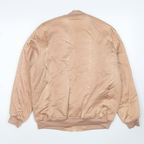 PRETTYLITTLETHING Womens Pink Geometric Bomber Jacket Jacket Size 6 Zip