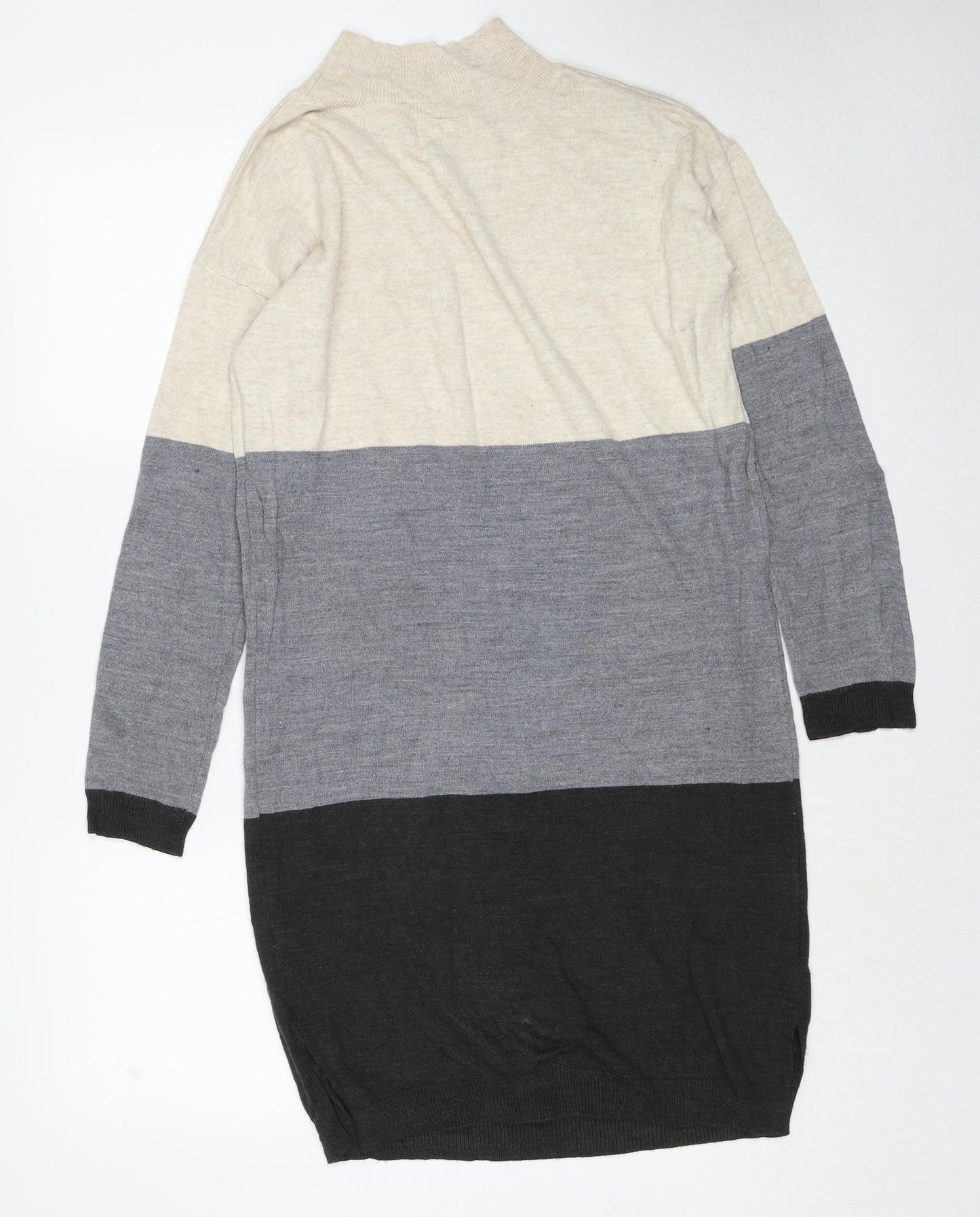 Fat Face Womens Multicoloured Colourblock Acrylic Jumper Dress Size 8 Mock Neck Pullover