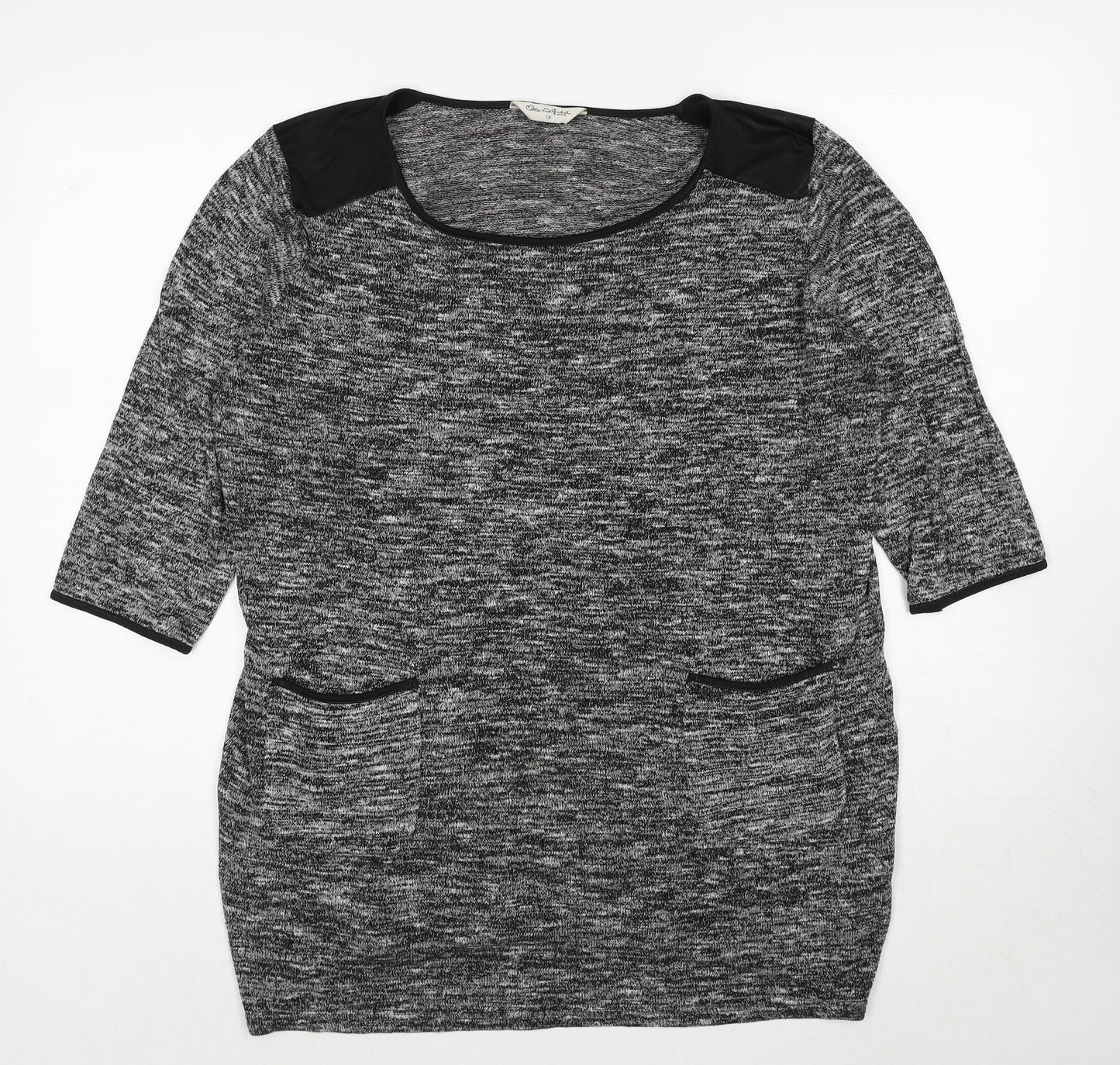 Miss Selfridge Womens Grey Round Neck Polyester Pullover Jumper Size 12