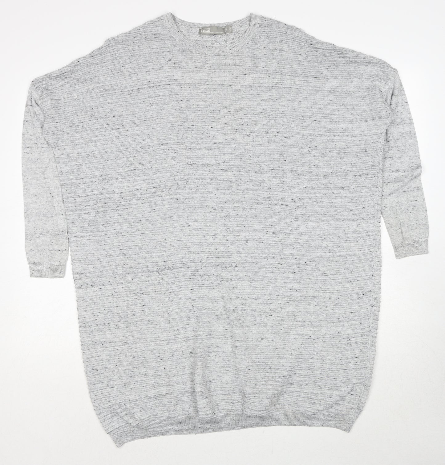 ASOS Womens Grey Polyester Jumper Dress Size 6 Round Neck Pullover