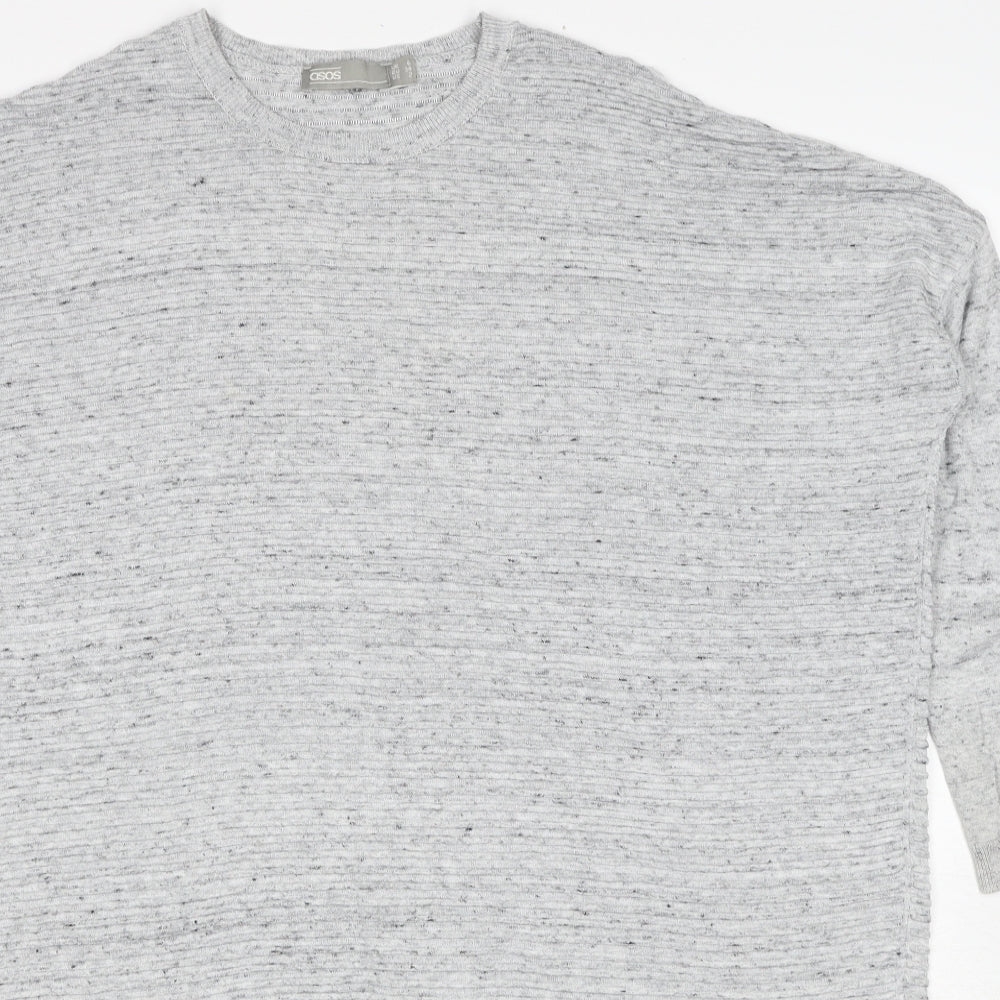 ASOS Womens Grey Polyester Jumper Dress Size 6 Round Neck Pullover