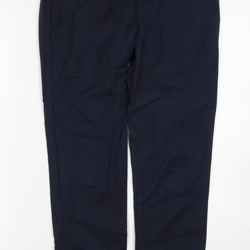 Zara Womens Blue Cotton Trousers Size 6 Regular Zip