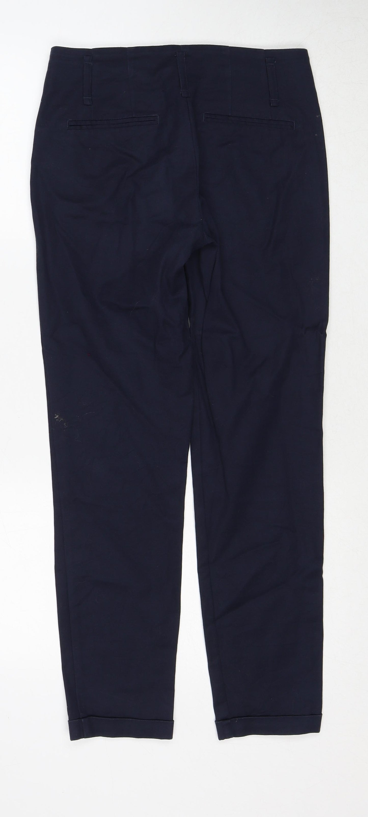 Zara Womens Blue Cotton Trousers Size 6 Regular Zip
