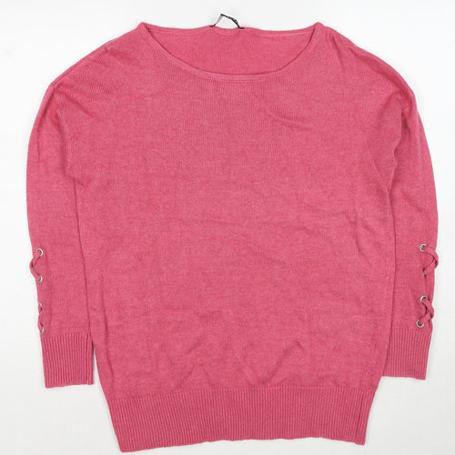 BHS Womens Pink Round Neck Polyester Pullover Jumper Size 14
