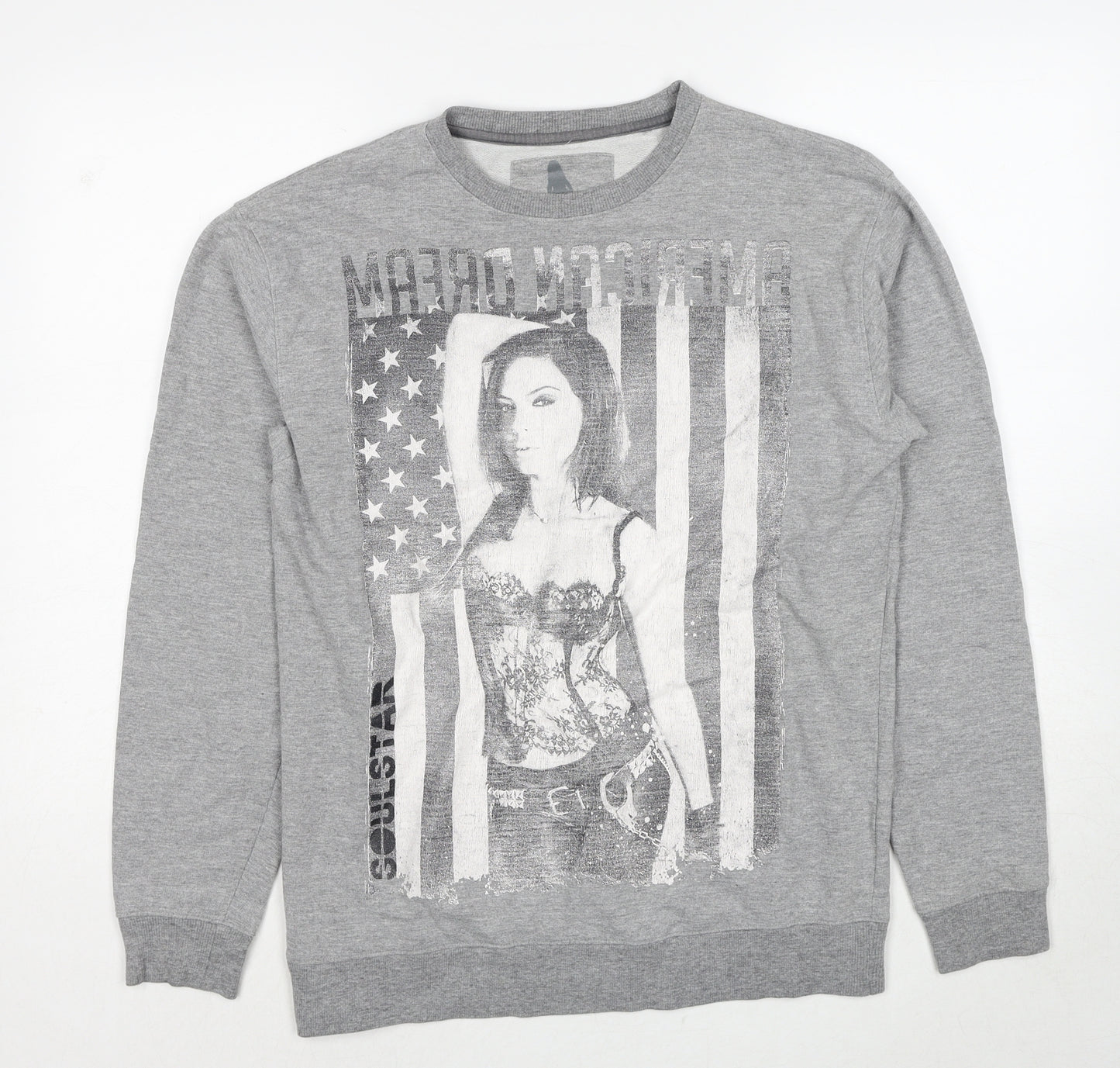 Soul Star Womens Grey Cotton Pullover Sweatshirt Size L Pullover