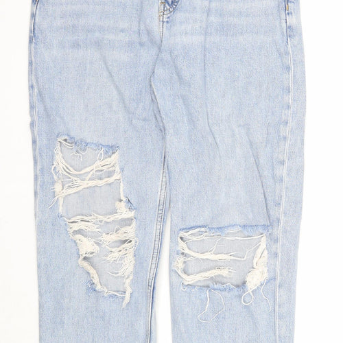 Topshop Womens Blue Cotton Straight Jeans Size 25 in L32 in Regular Zip