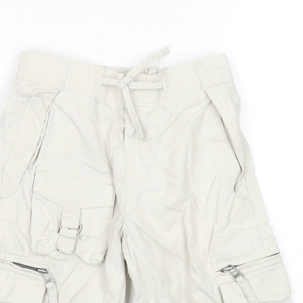 NEXT Boys Beige Linen Cargo Trousers Size 6 Years Regular Tie