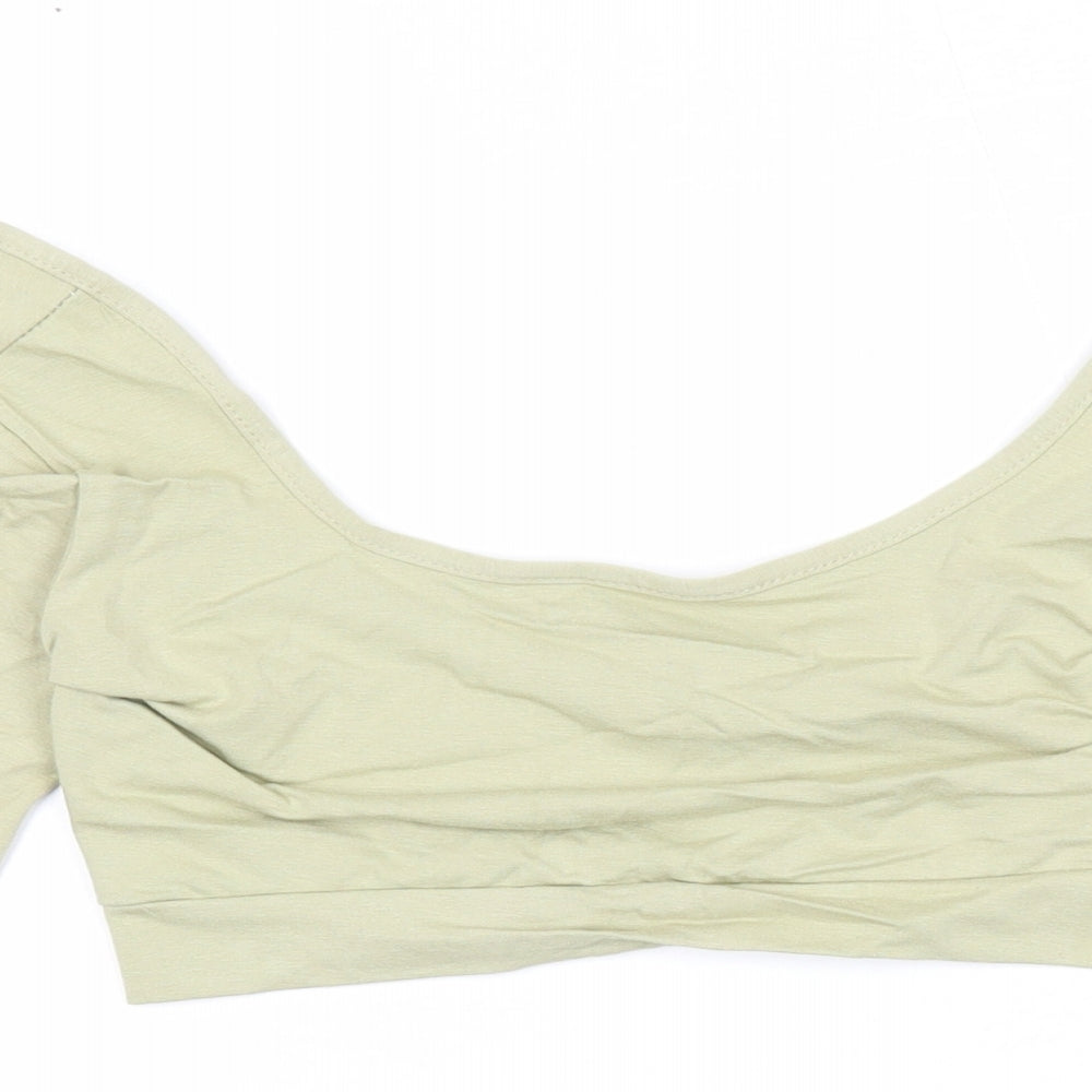 PRETTYLITTLETHING Womens Green Cotton Cropped Tank Size 8 Round Neck