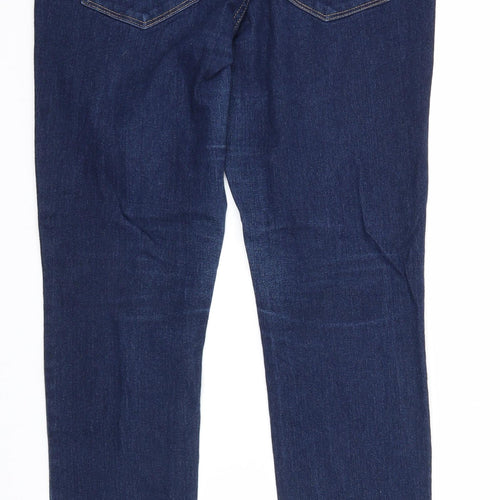 H&M Womens Blue Cotton Straight Jeans Size 32 in Regular Zip