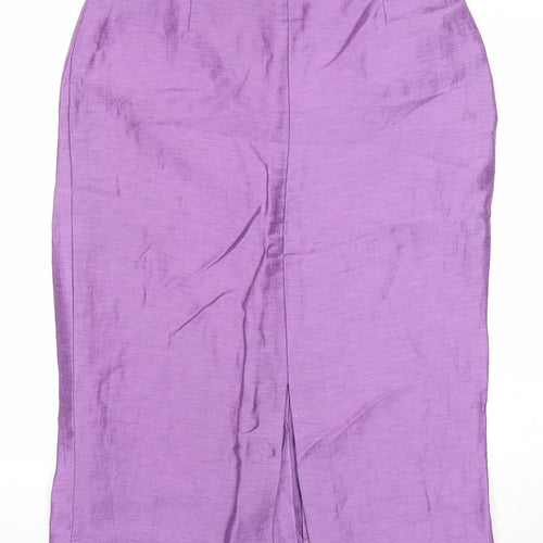 Alex & Co Womens Purple Herringbone Linen Maxi Skirt Size 14 Zip