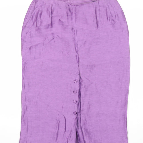 Alex & Co Womens Purple Herringbone Linen Maxi Skirt Size 14 Zip