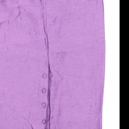 Alex & Co Womens Purple Herringbone Linen Maxi Skirt Size 14 Zip