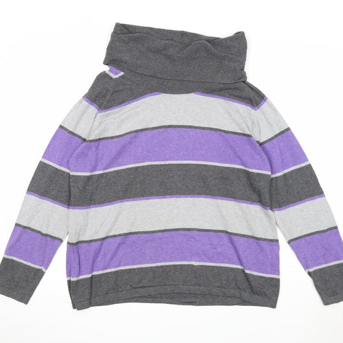 Marble Womens Multicoloured Roll Neck Striped Cotton Pullover Jumper Size 4