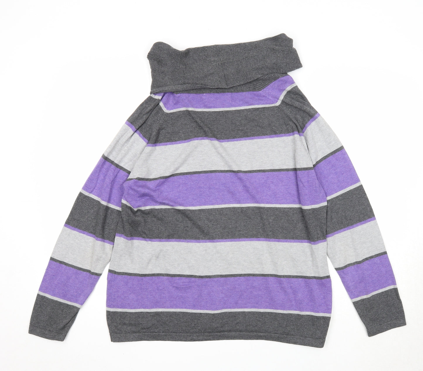 Marble Womens Multicoloured Roll Neck Striped Cotton Pullover Jumper Size 4