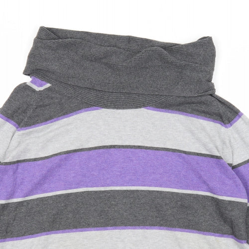Marble Womens Multicoloured Roll Neck Striped Cotton Pullover Jumper Size 4