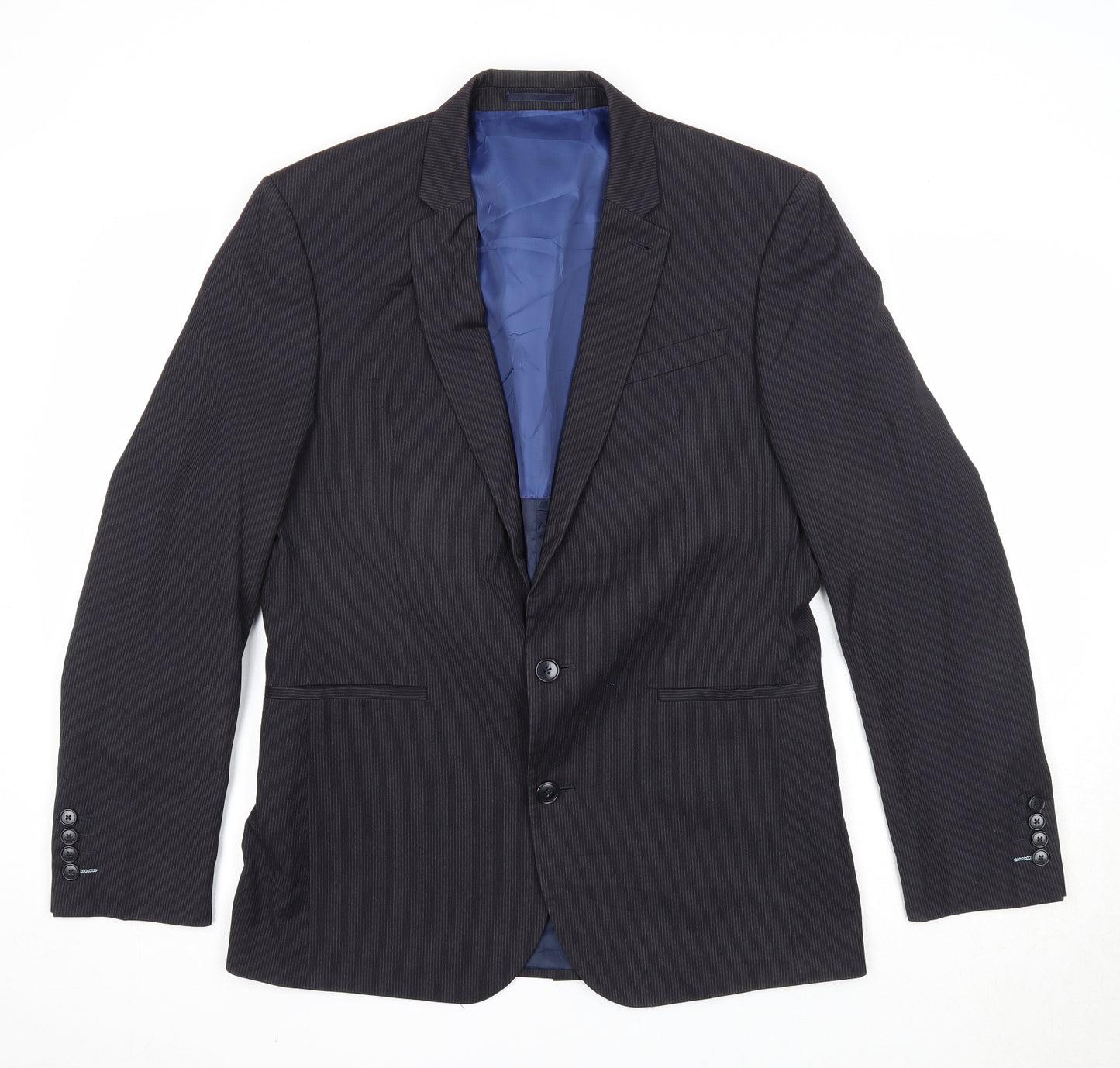 NEXT Mens Black Striped Polyester Jacket Suit Jacket Size 38 Regular - Pinstripes