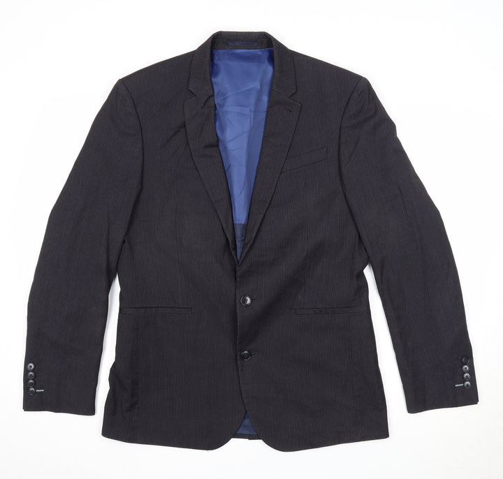 NEXT Mens Black Striped Polyester Jacket Suit Jacket Size 38 Regular - Pinstripes