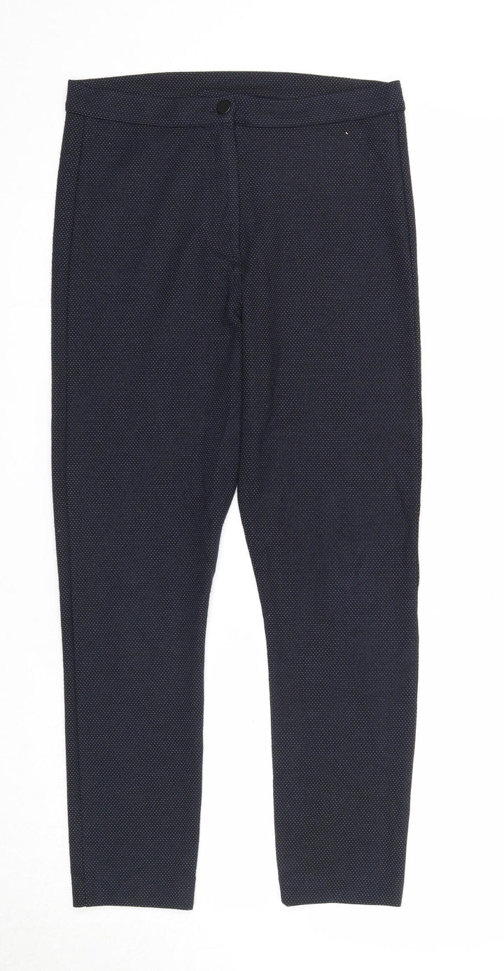 Dorothy Perkins Womens Blue Polka Dot Polyester Trousers Size 12 Regular