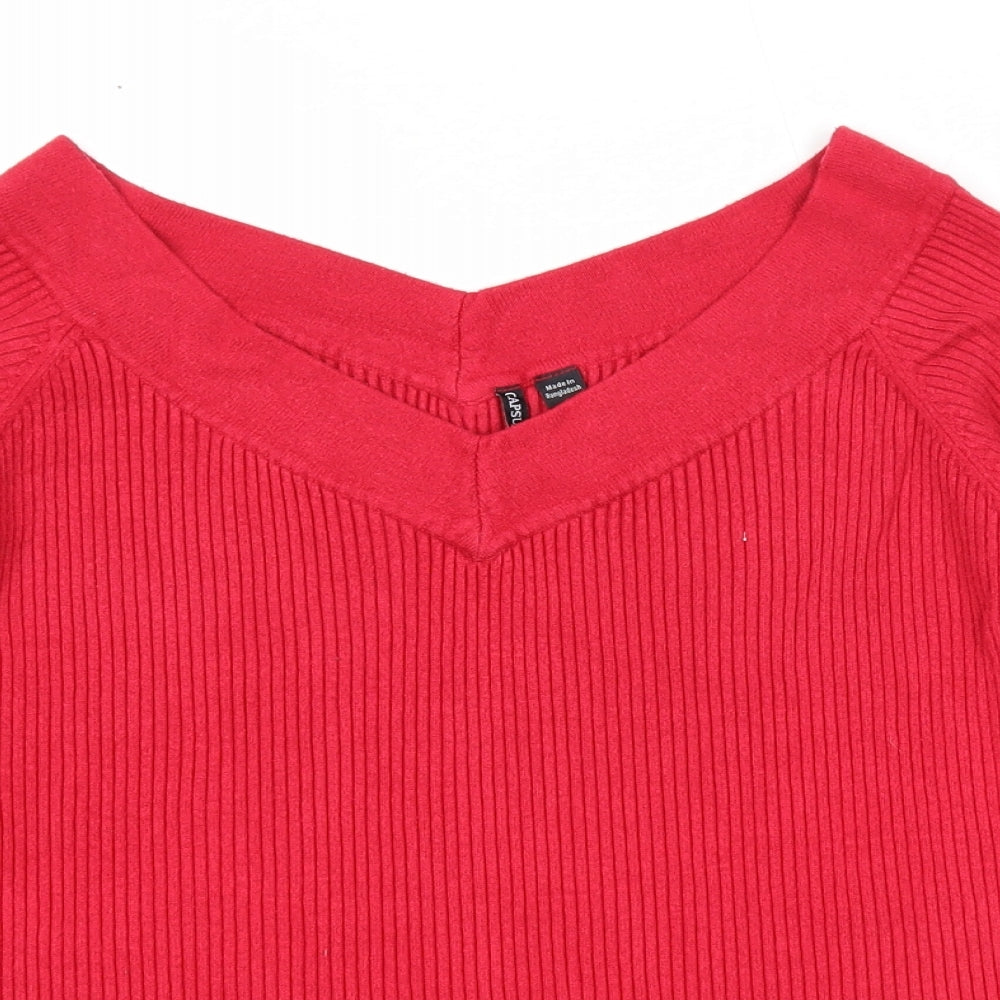 Capsule Womens Red V-Neck Viscose Pullover Jumper Size 24 - Size 24-26