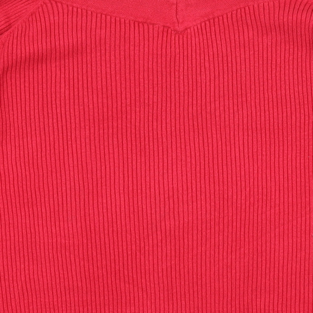 Capsule Womens Red V-Neck Viscose Pullover Jumper Size 24 - Size 24-26