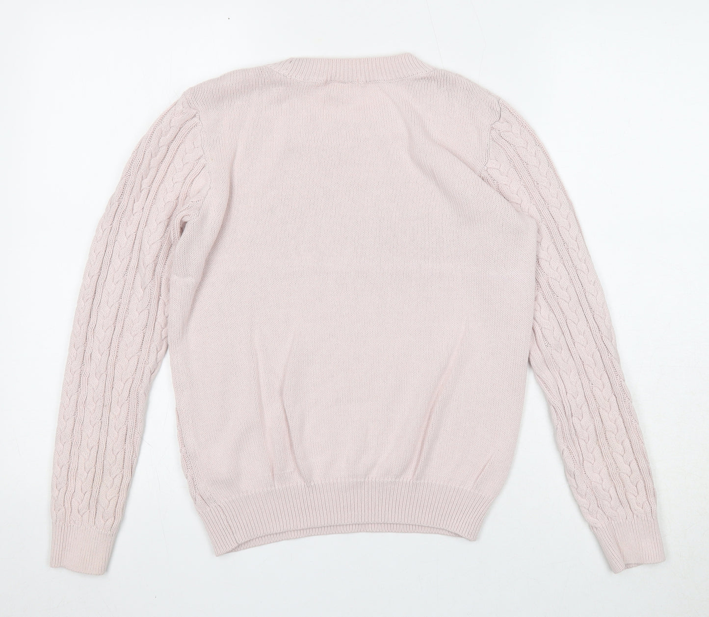 H&M Womens Pink Round Neck Acrylic Pullover Jumper Size S