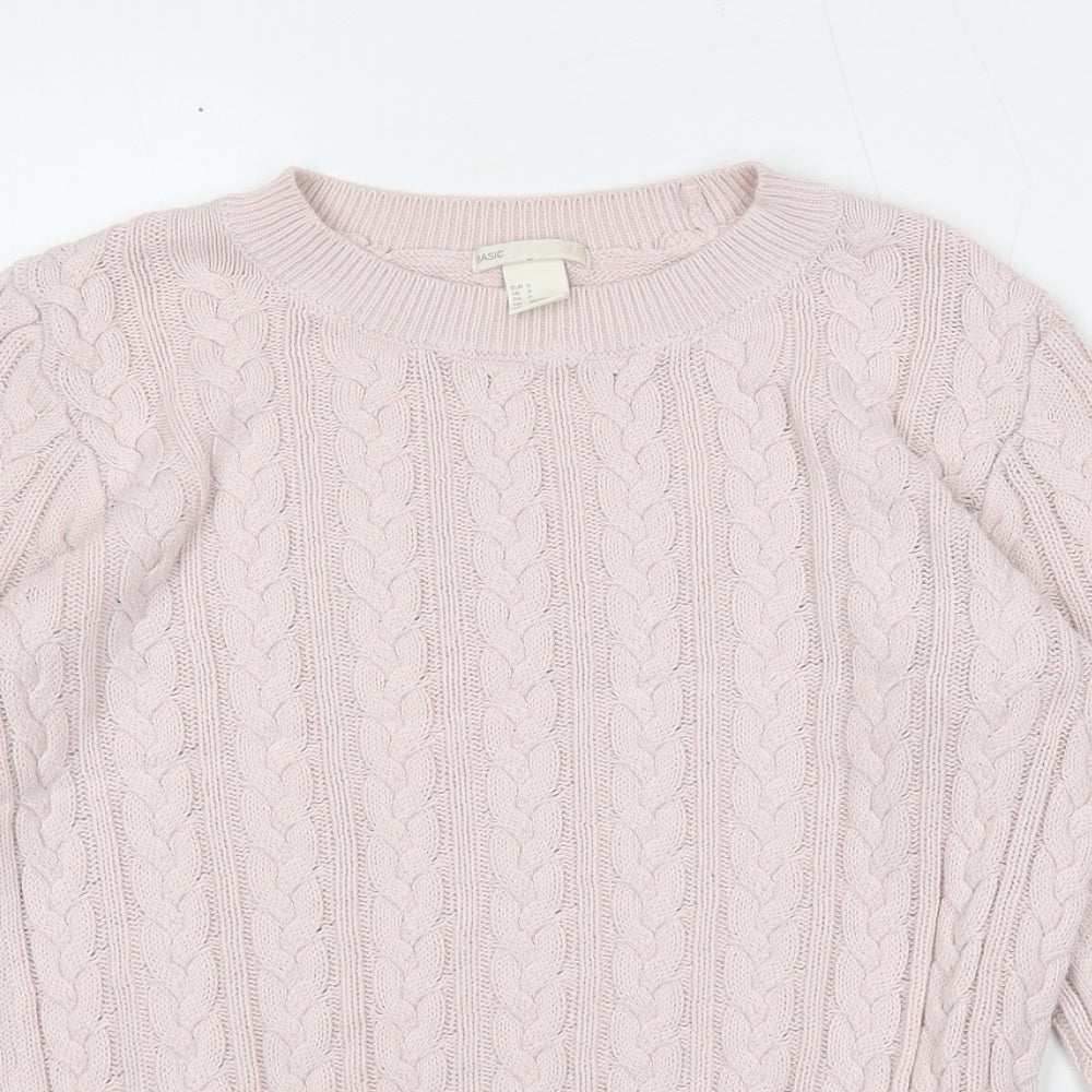 H&M Womens Pink Round Neck Acrylic Pullover Jumper Size S