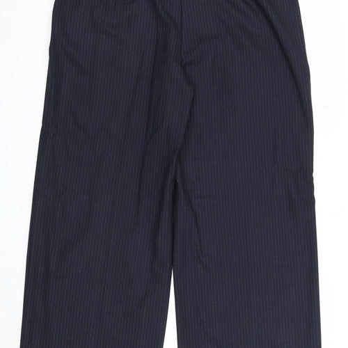 Marks and Spencer Womens Blue Striped Polyester Dress Pants Trousers Size 16 Regular Zip