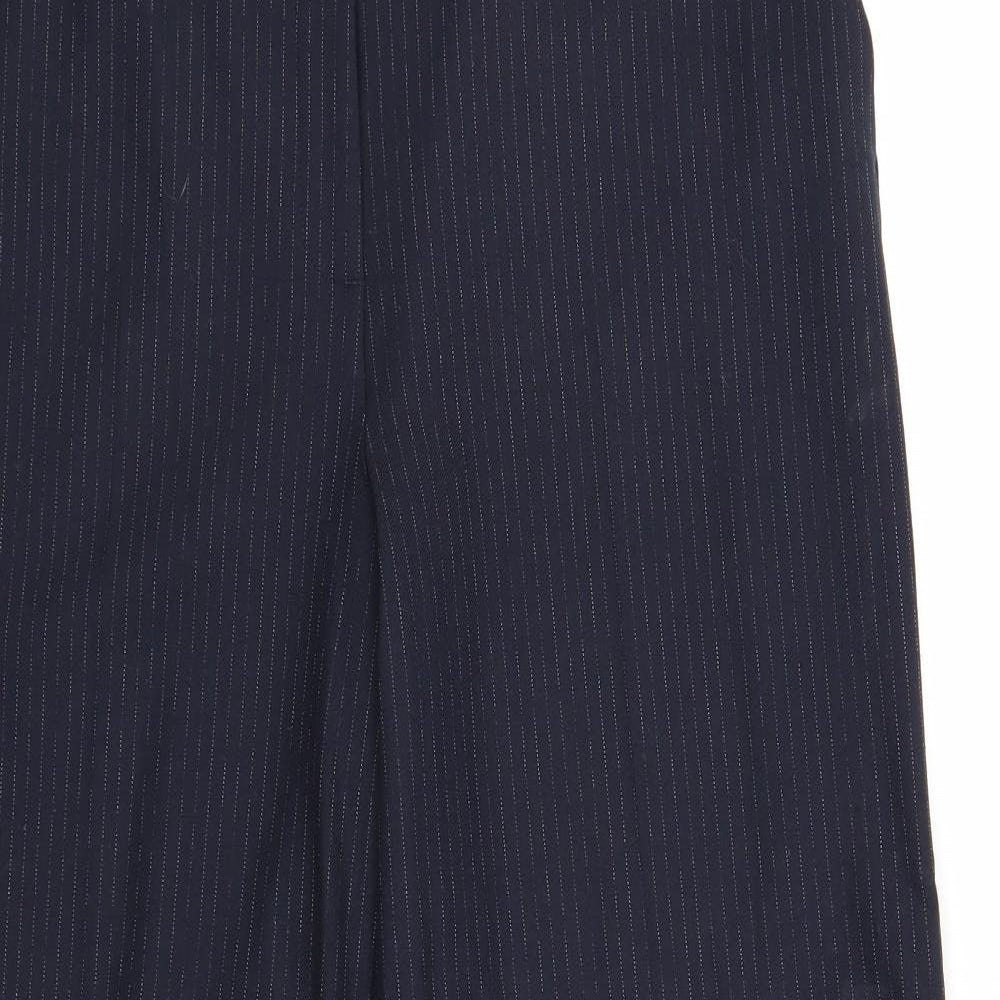 Marks and Spencer Womens Blue Striped Polyester Dress Pants Trousers Size 16 Regular Zip