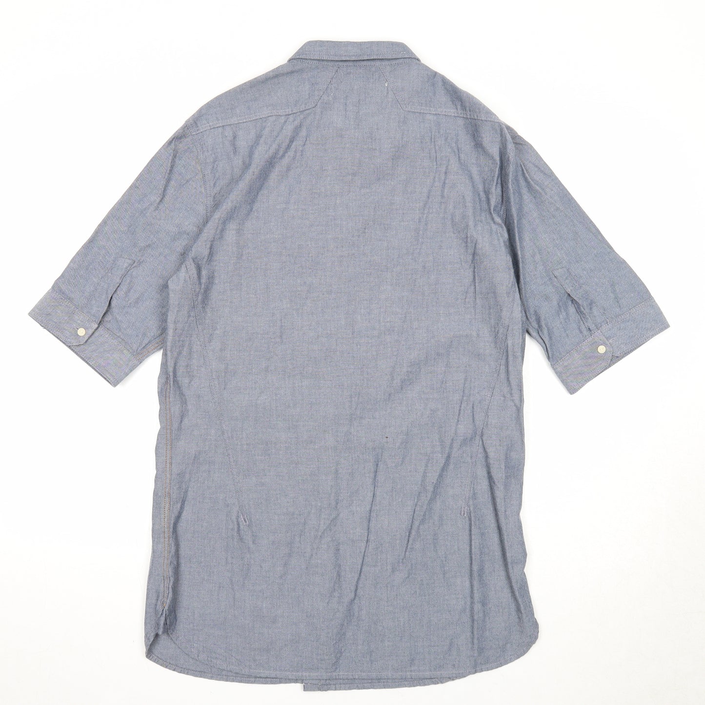 Label Lab Mens Blue Cotton Button-Up Size M Collared Button