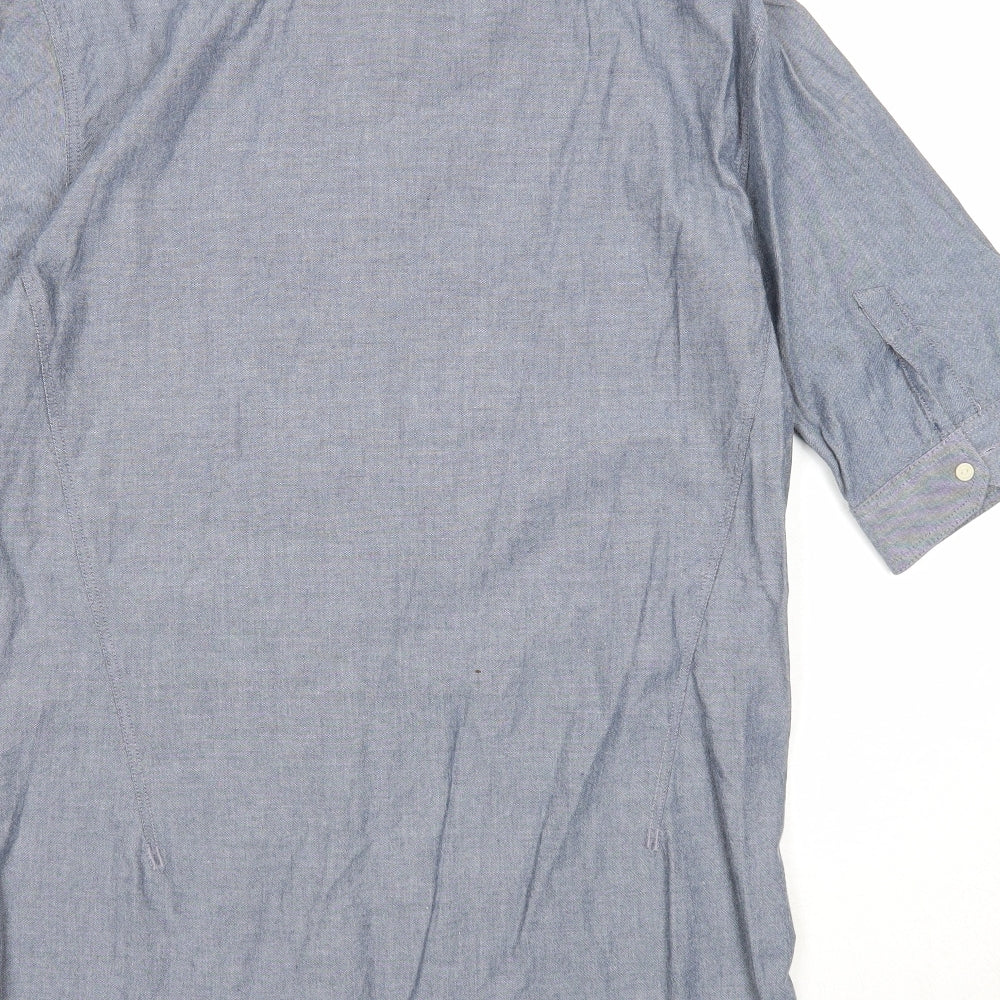 Label Lab Mens Blue Cotton Button-Up Size M Collared Button