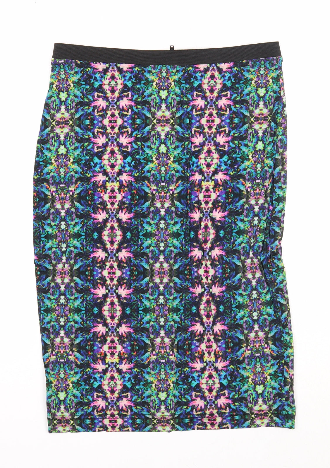 Topshop Womens Multicoloured Geometric Viscose Straight & Pencil Skirt Size 10 Zip
