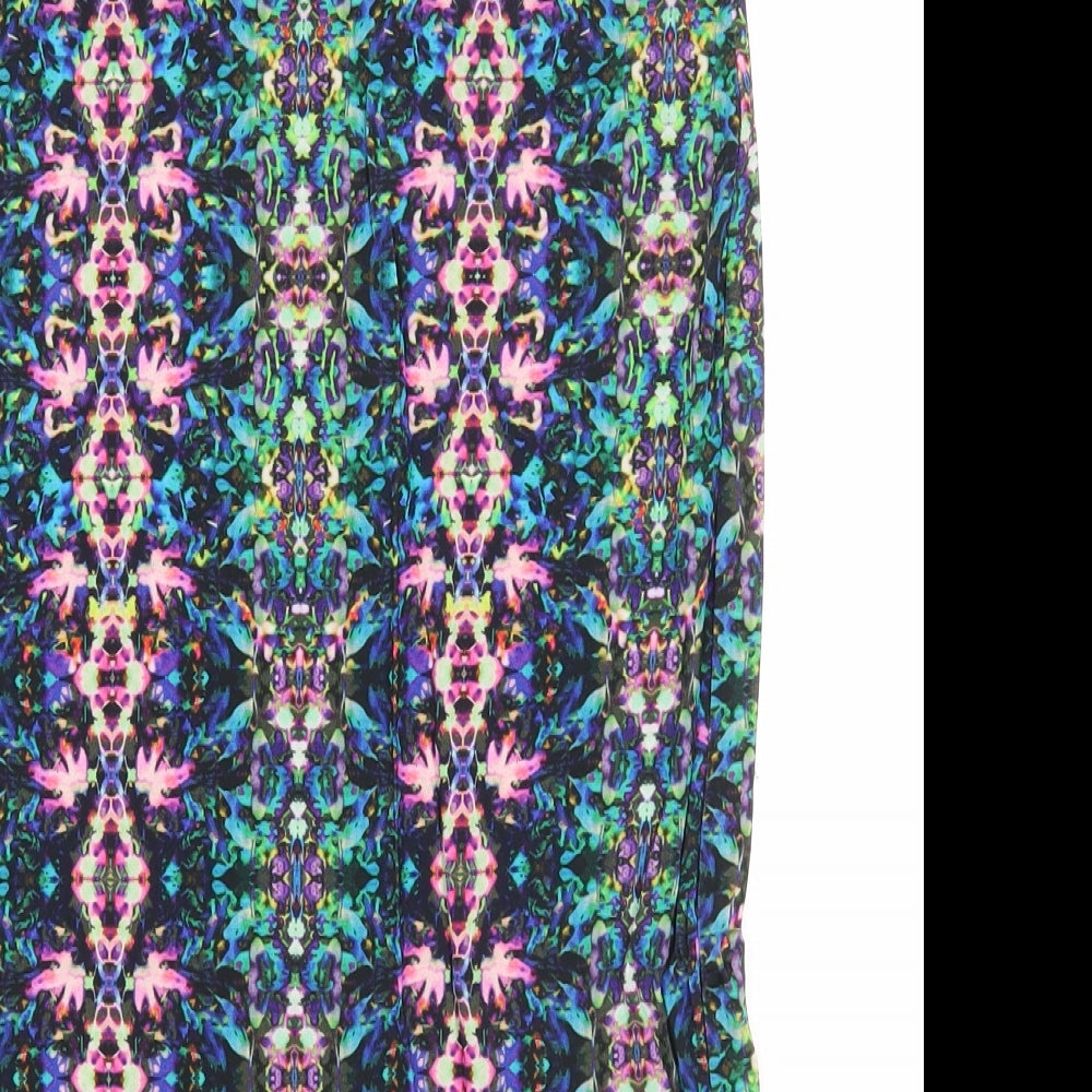 Topshop Womens Multicoloured Geometric Viscose Straight & Pencil Skirt Size 10 Zip