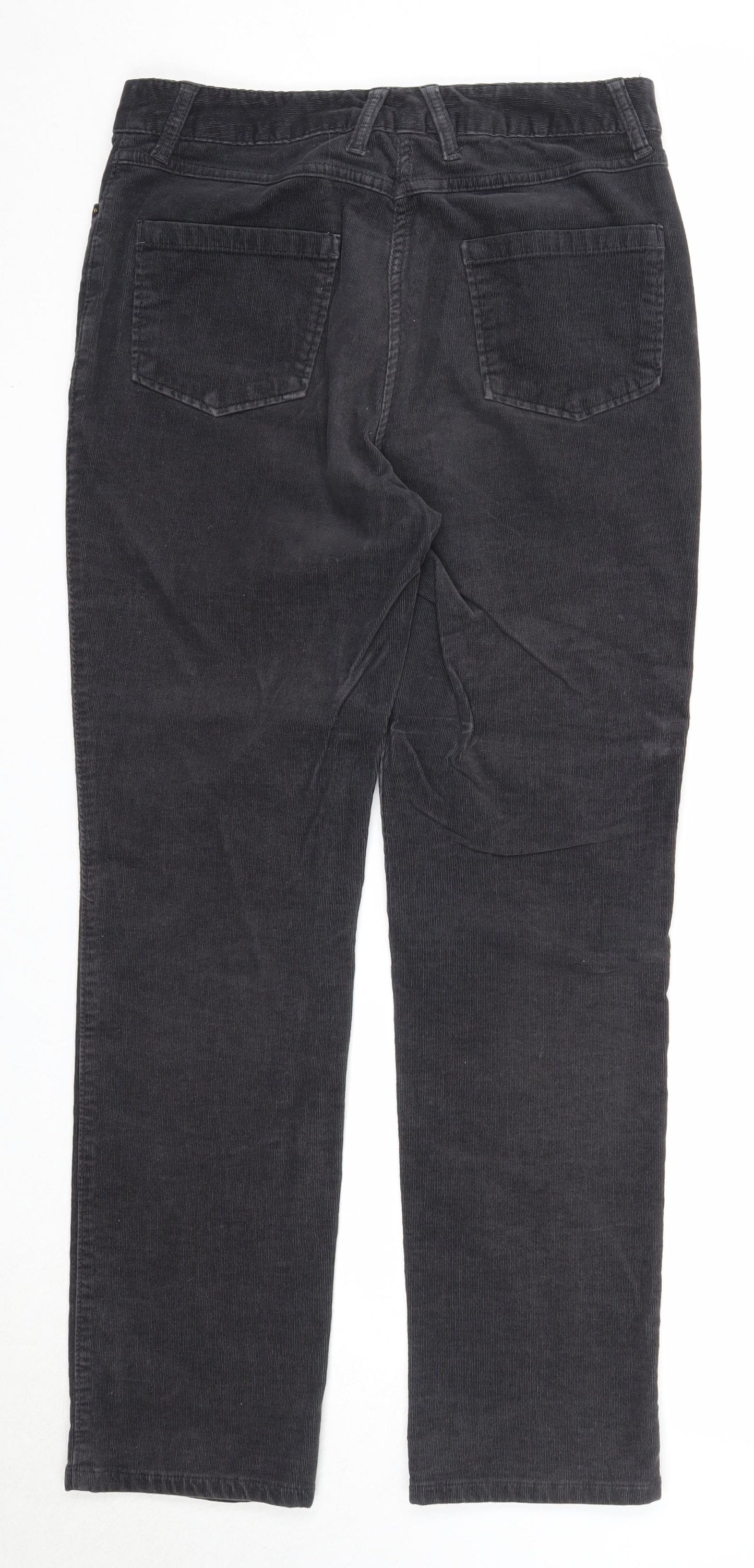 Marks and Spencer Womens Black Cotton Trousers Size 10 Regular Zip
