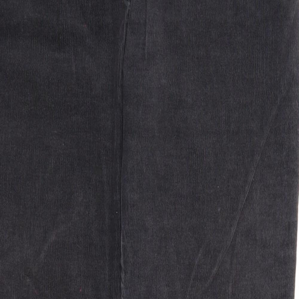 Marks and Spencer Womens Black Cotton Trousers Size 10 Regular Zip