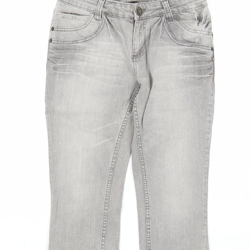 Love Label Womens Grey Cotton Straight Jeans Size 10 Regular Zip