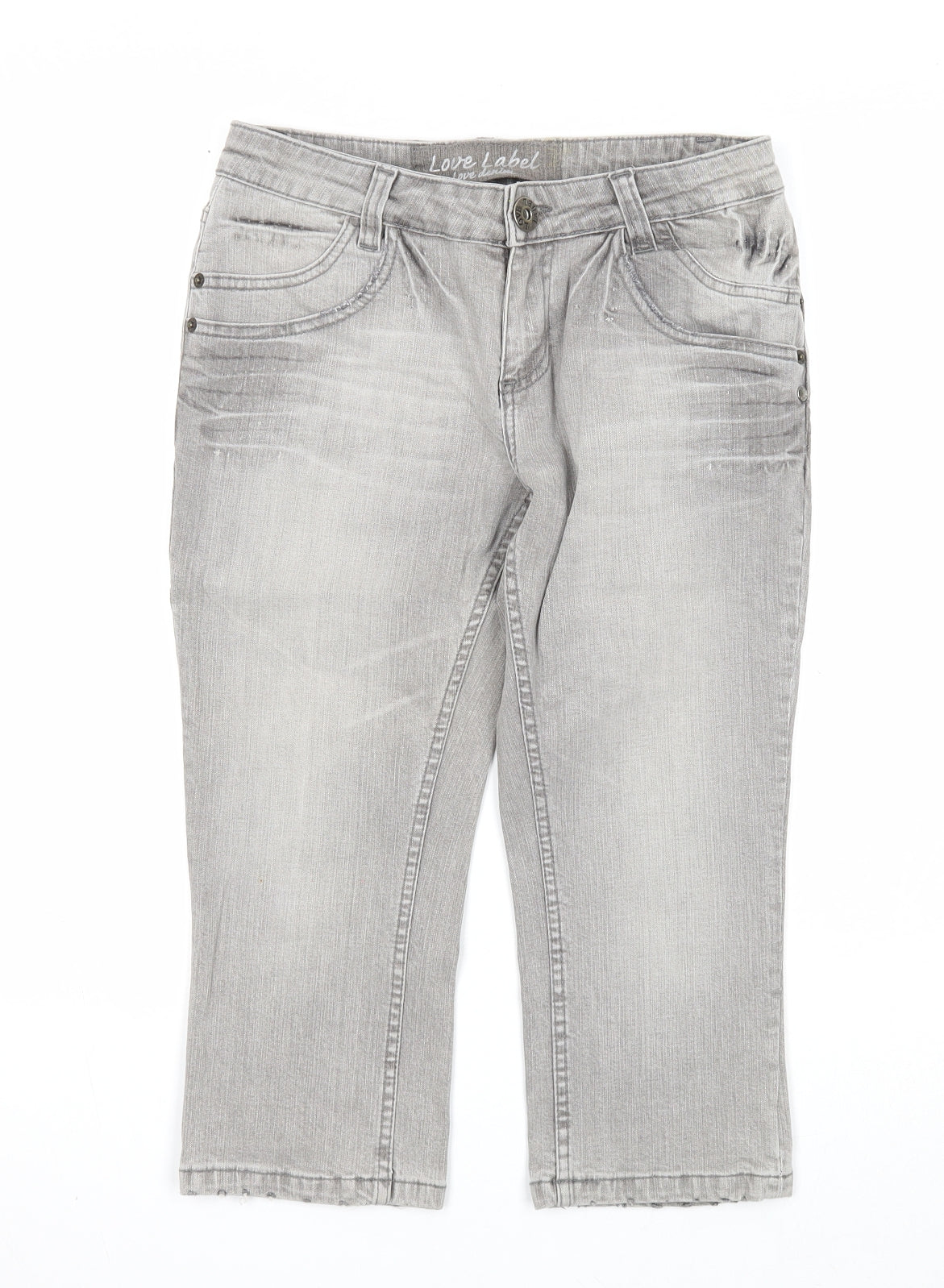 Love Label Womens Grey Cotton Straight Jeans Size 10 Regular Zip