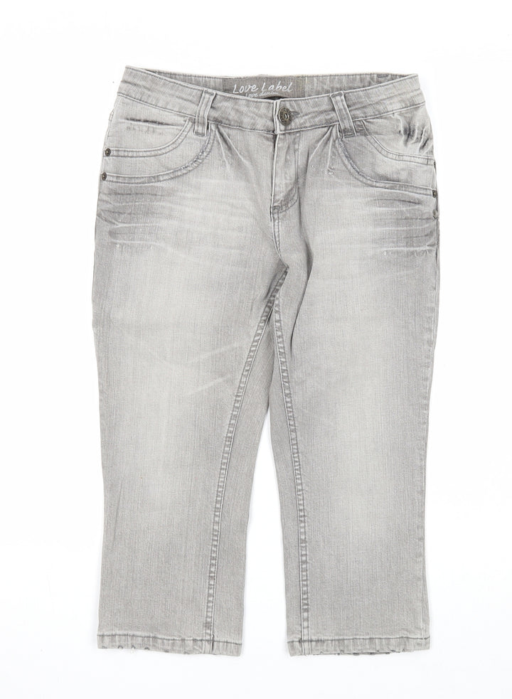 Love Label Womens Grey Cotton Straight Jeans Size 10 Regular Zip