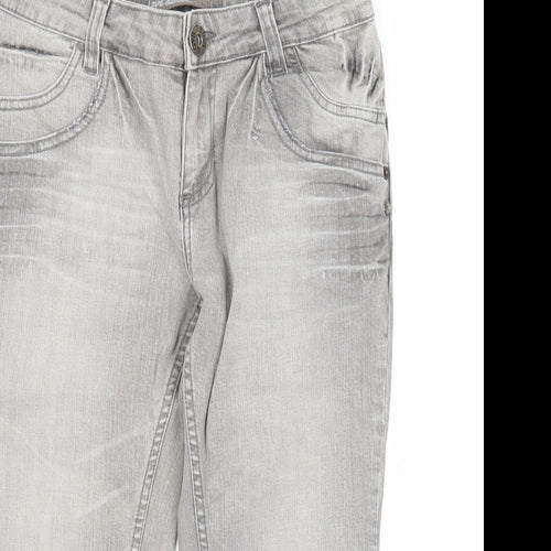 Love Label Womens Grey Cotton Straight Jeans Size 10 Regular Zip