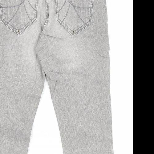 Love Label Womens Grey Cotton Straight Jeans Size 10 Regular Zip