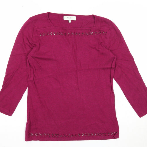 NEXT Womens Purple Square Neck Cotton Pullover Jumper Size 12