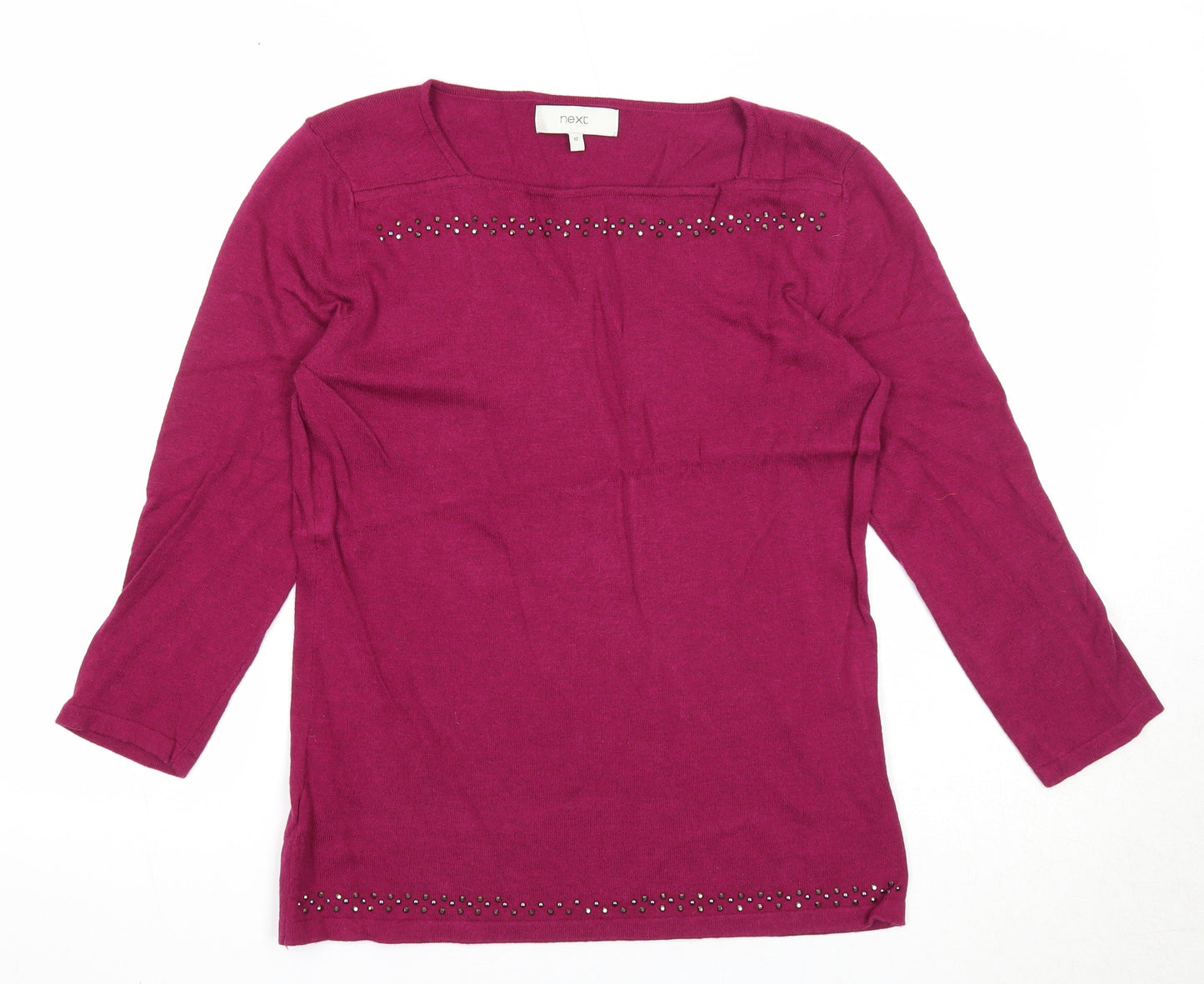 NEXT Womens Purple Square Neck Cotton Pullover Jumper Size 12