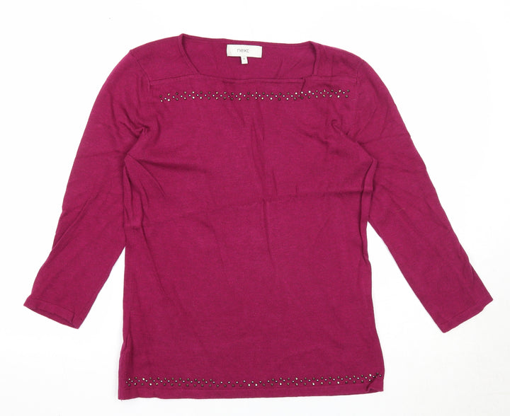 NEXT Womens Purple Square Neck Cotton Pullover Jumper Size 12