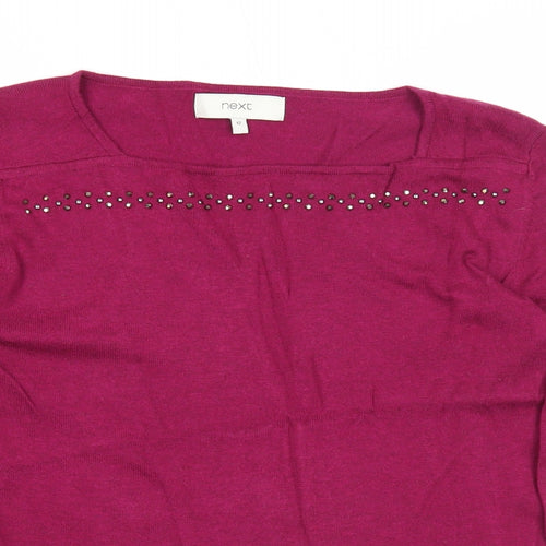NEXT Womens Purple Square Neck Cotton Pullover Jumper Size 12
