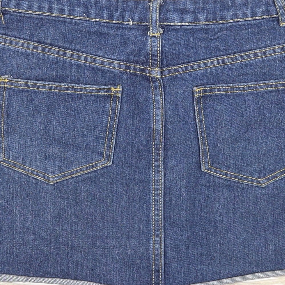 Missguided Womens Blue Cotton Mini Skirt Size 6 Zip