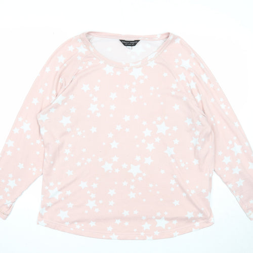 Dorothy Perkins Womens Pink Round Neck Geometric Polyester Pullover Jumper Size M - Star Pattern