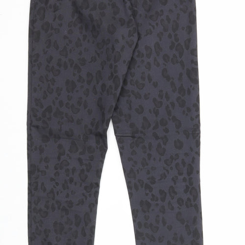 Divided Womens Black Animal Print Cotton Trousers Size 8 Regular Zip
